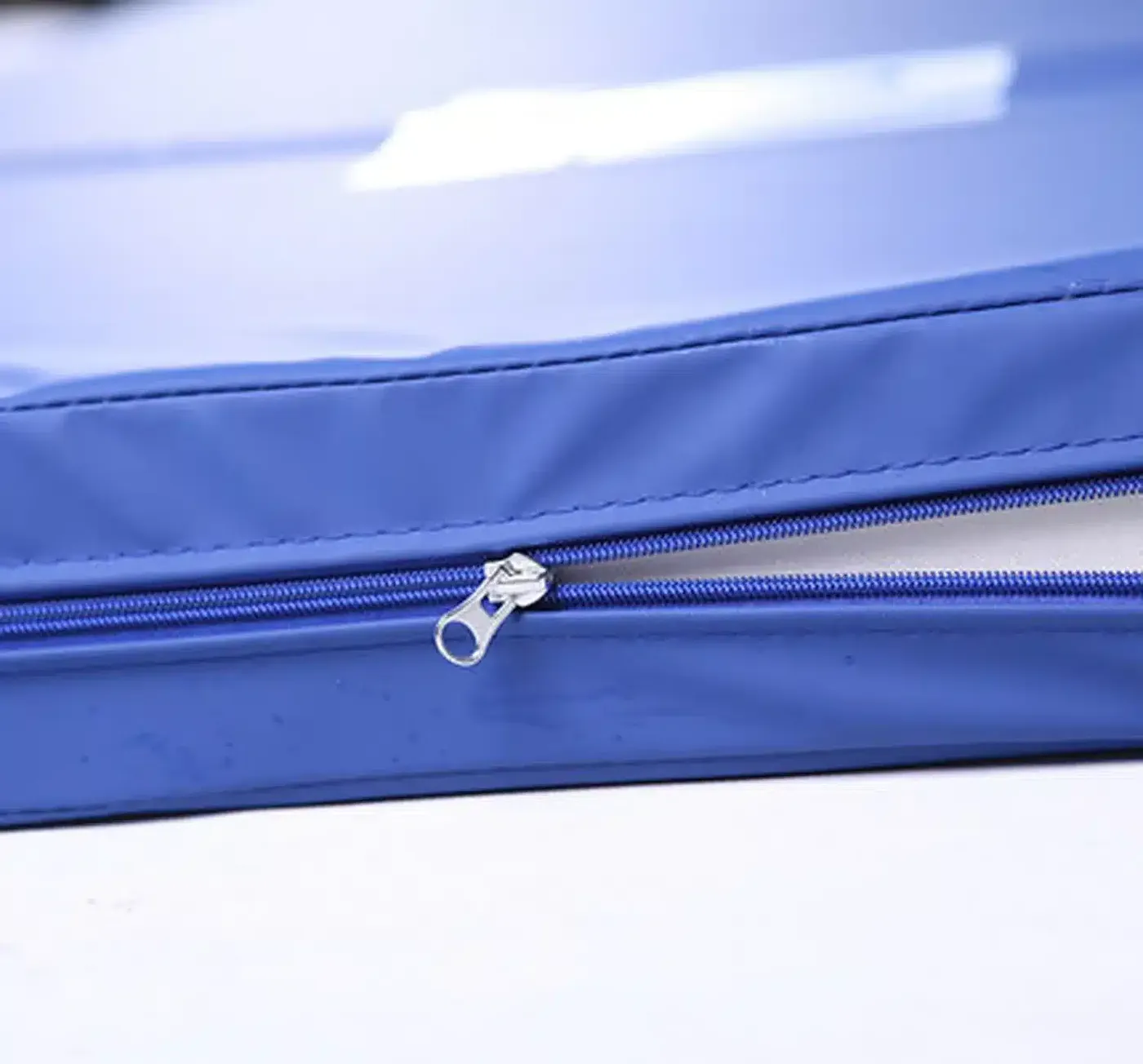 Zip detail of a PU mattress cover